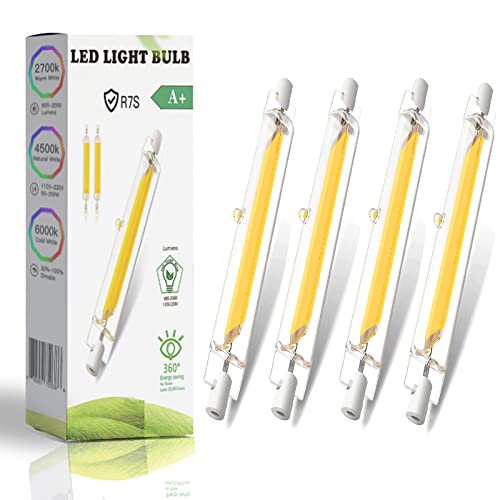 ZUCZUG R7S LED 118mm 20W Lampen Dimmbar, 20W Ersatz für 200W Halogenstab, R7S LED COB Glühbirne, Neutralweiß 4000K 2000LM,LED Stab 360° Strahlbeleuchtung, Kein Flackern, 4er Pack von ZUCZUG