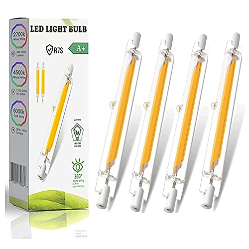 ZUCZUG R7S LED 78mm 10W Lampen Dimmbar, 10W Ersatz für 100W Halogenstab, R7S LED COB Glühbirne, Warmweiß 3000K 1000LM,LED Stab 360° Strahlbeleuchtung, Kein Flackern, 4er Pack von ZUCZUG