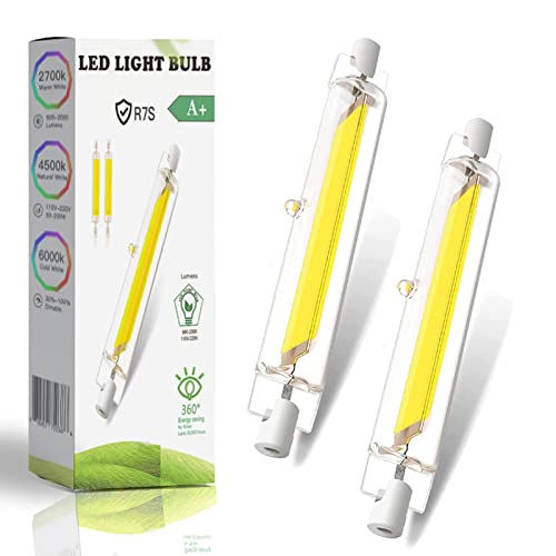 ZUCZUG R7S LED 78mm 10W Lampen Dimmbar, 10W Ersatz für 80W Halogenstab, R7S LED COB Glühbirne, Kaltweiß 6000K 1000LM,LED Stab 360° Strahlbeleuchtung, Kein Flackern, 2er Pack von ZUCZUG