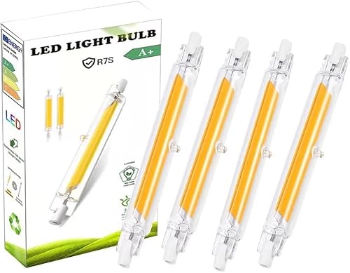 ZUCZUG R7S LED 78mm Dimmbar Lampen, 10W LED R7S 78mm Birne, R7S LED COB Glühbirne 10w Ersatz für 100W R7S Halogenstab, R7S Led Leuchtmittel, 360° Abstrahlwinkel, Warmweiß 2700K, 1000lm, 4er Pack von ZUCZUG