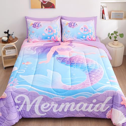 ZUEXVOFY Kids Tröster-Set 0623 (Lavendel Wave Mermaid, 5-teilig, Twin Size) von ZUEXVOFY