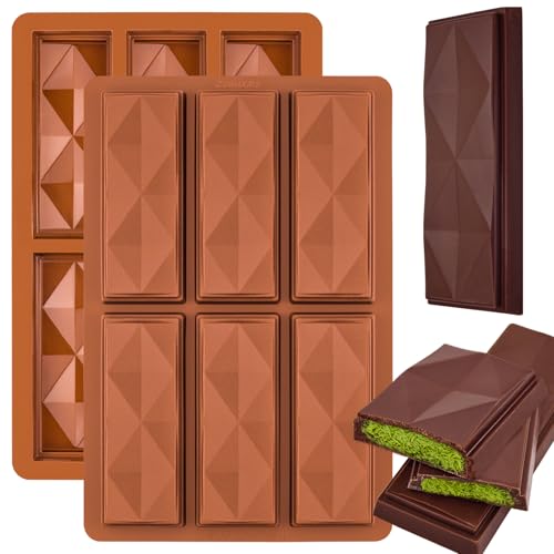 ZUGHXMS Schokoladenform Silikon Dubai Schokolade Form Pralinenform Tief,2 Stück Silikonform Schokoladentafel Tafel Schokoladen Form Mehrmaligem Gebrauch für Pralinen Schokoriegel Süßigkeiten von ZUGHXMS