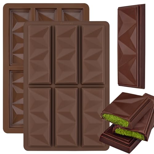 ZUGHXMS Schokoladenform Silikon Tief Dubai Schokolade Pralinenform Form,Silikonform Schokoladentafel Tafel schokoladen Form 16 MM Tief Einfache Handhabung für Pralinen Nuts Schokoriegel Selber Machen von ZUGHXMS