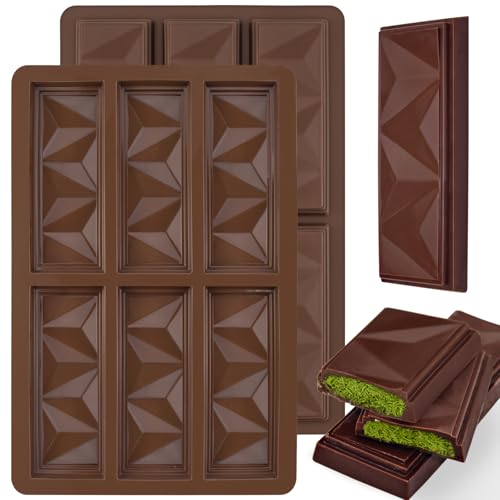 ZUGHXMS Schokoladenform Silikon Pralinenform Dubai Schokolade Form Tief,2 Stück Silikonform Schokoladentafel Tafel Schokoladen Form Einfache Handhabung für Pralinen Schokoriegel Selber Machen von ZUGHXMS