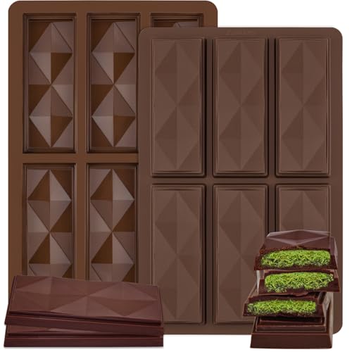 ZUGHXMS Schokoladenform Silikon Tief Dubai Schokolade Form Pralinenform,2 Stück Silikonform Schokoladentafel Tafel Schokoladen Form Mehrmaligem Gebrauch für Pralinen Nuts Schokoriegel Süßigkeiten von ZUGHXMS