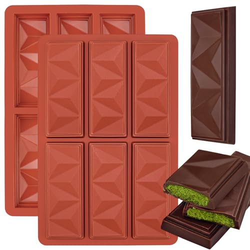 ZUGHXMS Silikonform Schokolade Form klein,Tief Silikon Schokoladenform Dubai Mini Pralinenform Tafel Vorm Schokoriegel Schokoladen Flach Mold Selber Machen für Chocolate SüßIgkeiten Czekolady 2pcs von ZUGHXMS