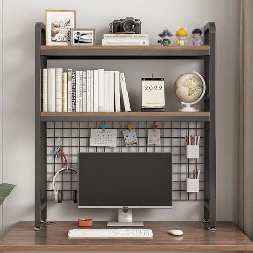 2-stöckiges Computer-Desktop-Bücherregal, Desktop-Bücherregal, Schreibtisch-Displayständer Aus Holz, Desktop-Aufbewahrungsregal Für Home Office, Wohnheim(Black double layer,75cm/29in) von ZUGIATP