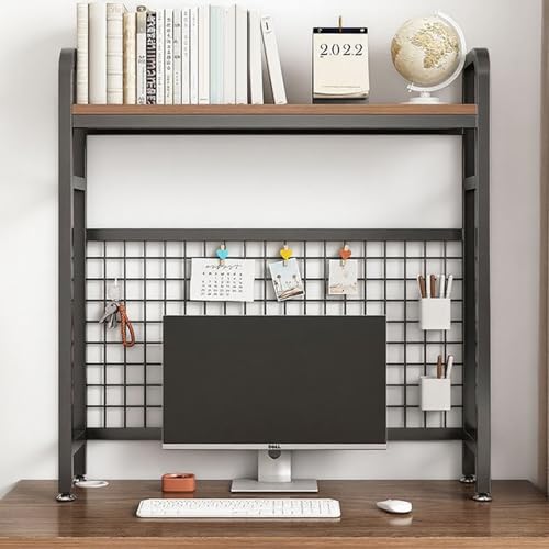 2-stöckiges Computer-Desktop-Bücherregal, Desktop-Bücherregal, Schreibtisch-Displayständer Aus Holz, Desktop-Aufbewahrungsregal Für Home Office, Wohnheim(Black single layer,95cm/37in) von ZUGIATP