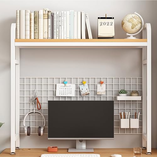 2-stöckiges Computer-Desktop-Bücherregal, Desktop-Bücherregal, Schreibtisch-Displayständer Aus Holz, Desktop-Aufbewahrungsregal Für Home Office, Wohnheim(White single layer,115cm/45in) von ZUGIATP