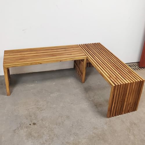 Baumbank Aus Massivholz Für Den Außenbereich Terrasse Gartenbank Parksitz Geeignet Für Garten Rasen Terrasse Und Hinterhof Starke Tragfähigkeit(Teak Bench*2,120cm/47in) von ZUGIATP