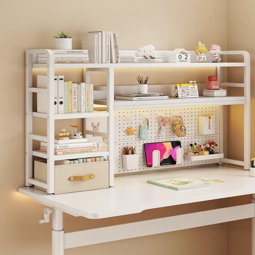 Bücherregal Fürs Studentenwohnheim Schreibtisch-Organizer Home-Office-Regal Studenten-Pinnwand-Bücherregal(With drawer white,135cm/53in) von ZUGIATP