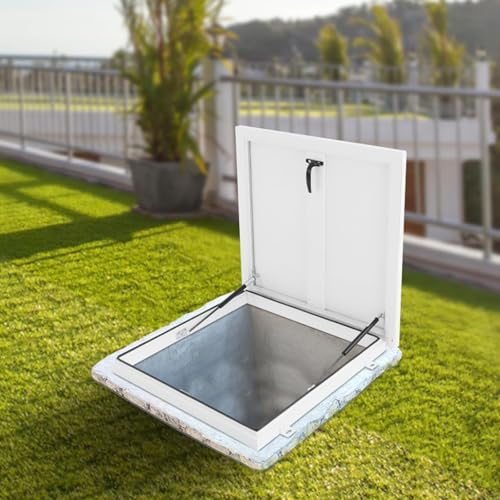Dachfenster aus verzinktem, pulverbeschichtetem Stahl Sicherheits-Dachfenstertüren Gewerbliche Dachzugangstüren Hydraulisch gestützte Dachfenster Kellertreppenausstiegsabdeckungen(75*85cm/29.5*33.5in) von ZUGIATP
