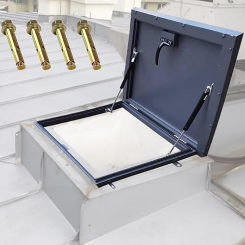 Dachfenster aus verzinktem Metall Regendichte Dachfensterabdeckungen für Dachböden Kellertreppenausstiegsabdeckungen Einbruchsichere Stahldachfenster Dachfenster mit abschließbarem Griff(70*95cm/27.6* von ZUGIATP