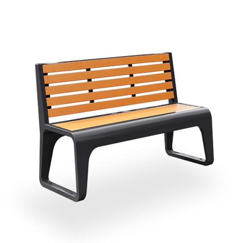 Edelstahl PS Holz-Kunststoff Parkbank Outdoor Gartenbank Nicht Leicht Zu Rosten Starke Tragfähigkeit Für Balkon Terrasse Garten(Teak Color,180cm/70in) von ZUGIATP
