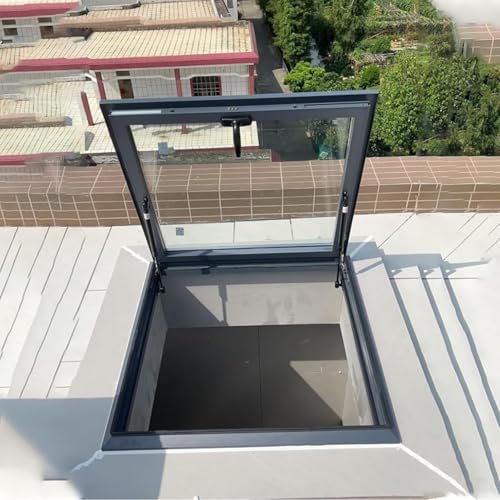Hochleistungs-Sicherheits-Schachtabdeckungen aus Stahl,Gewerbliche Dachzugangstüren,Einbruchsichere Stahldachfenster,Regendichte Industriedachfenster für Lagerdächer,Schachtabdeckungen(50*65cm/19.7*25 von ZUGIATP