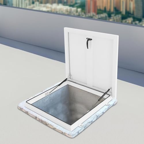 Kellerausstiegsabdeckungen mit Griffen und Airbags,Dachfensterschachtabdeckungen,Dachfenster aus verzinktem Metall,Schachtabdeckungen aus Stahl für Terrassen,Wetterfeste Dachzugangsabdeckungen(50*70cm von ZUGIATP