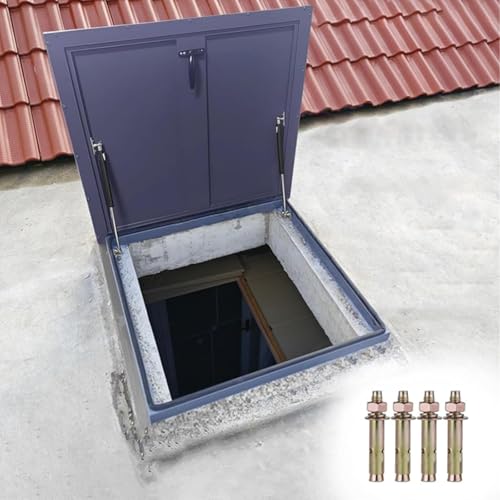 Kellerausstiegsabdeckungen mit Griffen und Airbags,Regendichte Industriedachfenster für Lagerdächer,Dachfenster aus verzinktem Metall,Schachtabdeckungen aus Stahl für Terrassen(75*75cm/29.5*29.5in) von ZUGIATP