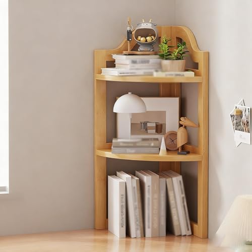 Kleines Schreibtisch-Bücherregal Aus Holz Schreibtisch-Lagerregal Fächerförmiger Tisch Eck-Schreibtisch-Bücherregal(A original color,Three-layer) von ZUGIATP
