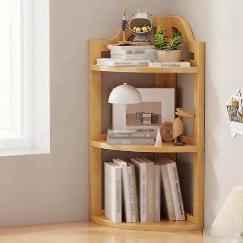 Kleines Schreibtisch-Bücherregal Aus Holz Schreibtisch-Lagerregal Fächerförmiger Tisch Eck-Schreibtisch-Bücherregal(Type B original color,Three-layer) von ZUGIATP