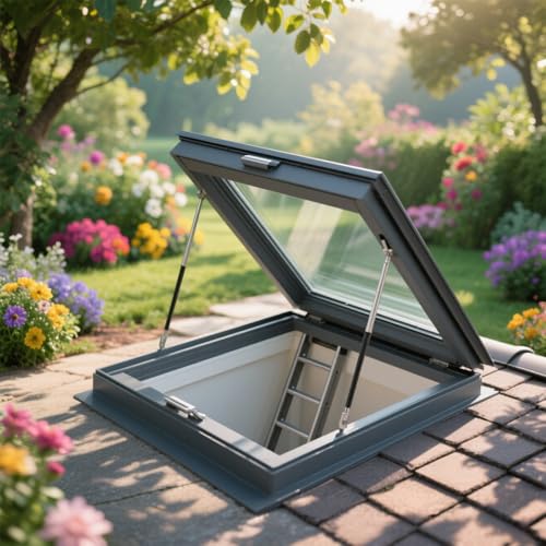 Notausstiegsfenster für Gewerbedächer,Wetterfeste Dachfenster,Sicherheitsdachfenster für Hausdächer,Hochleistungs-Dachfenster aus verzinktem Stahl,Regendichte Industriedachfenster für Lagerdächer(90*9 von ZUGIATP