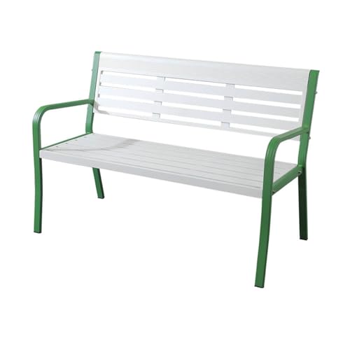 Outdoor-Bank Aus Aluminiumlegierung Mit Runden Armlehnen Gartenbank Mit Starker Tragfähigkeit Und Breiter Rückenlehne(Multi-Colored) von ZUGIATP