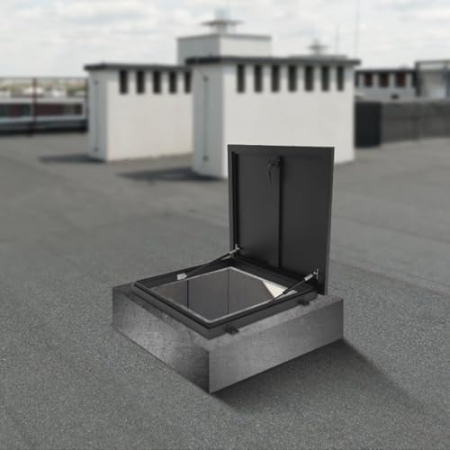 Regendichte Dachfensterabdeckungen,Notausstiegsfenster für Gewerbedächer,Dachfenster aus verzinktem, pulverbeschichtetem Stahl,Wetterfeste Notausstiegsabdeckungen,Gewerbliche Dachfenster(55*65cm/21.7* von ZUGIATP