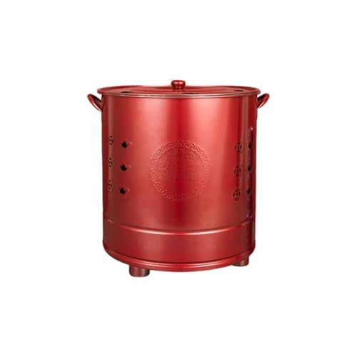 Tragbares Verbrennungsfass Aus Edelstahl, Laub- Und Papierverbrennungskäfig Mit Deckel, Verbrennungsfass Zum Verbrennen Von Müll, Feuerstelle Für Holz, Müll, Blätter Und Karton(Red,3XL) von ZUGIATP