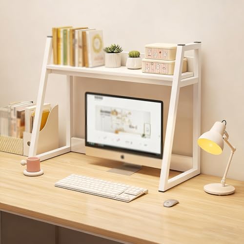 Trapezförmiges Bücherregal Für Den Computer-Desktop, 2-stufiges Multifunktionales Bücherregal Auf Der Arbeitsplatte, Platzsparendes Lagerregal Für Den Wohnheim(C double layer,55cm/21in) von ZUGIATP