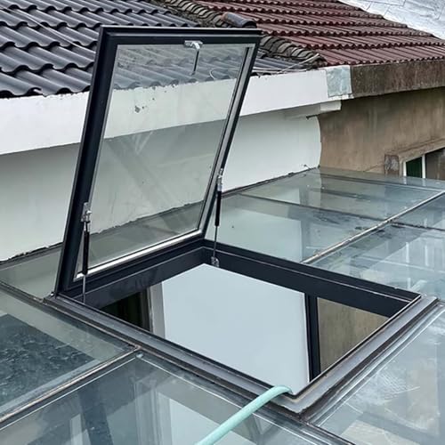 Wetterfeste Dachfenster,Dachbodenabdeckungen,Dachfenster aus verzinktem, pulverbeschichtetem Stahl,Sicherheitsdachfenster für Hausdächer,Regendichte Industriedachfenster für Lagerdächer(90*100cm/35.4* von ZUGIATP