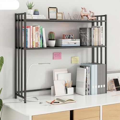 ZUGIATP 2-Tier Schreibtisch Organizer Regal Metall Schreibtisch Hutch Für Computer Monitor Desktop Bücherregal Lagerung Rack Für Home Office Wohnheim(B,36cm/14in) von ZUGIATP