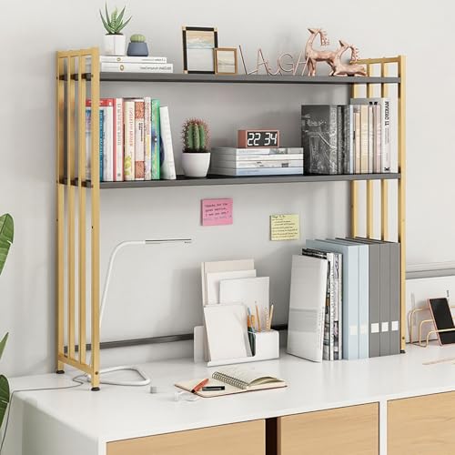 ZUGIATP 2-Tier Schreibtisch Organizer Regal Metall Schreibtisch Hutch Für Computer Monitor Desktop Bücherregal Lagerung Rack Für Home Office Wohnheim(D,95cm/37in) von ZUGIATP