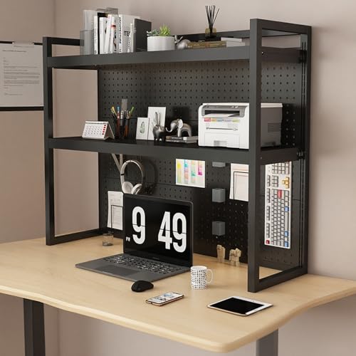 ZUGIATP Desktop-Bücherregal, Schreibtisch-Aufbewahrungsregal, Schlafsaal-Bücherregal Ist Geeignet Für Desktop, Büroschreibtisch, Spieltisch-Aufbewahrung(Double Black,60cm/23in) von ZUGIATP