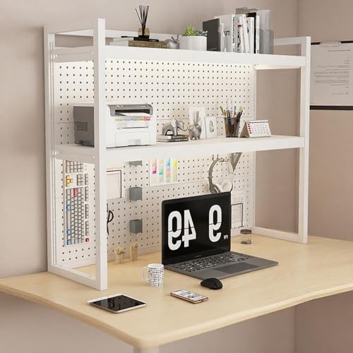 ZUGIATP Desktop-Bücherregal, Schreibtisch-Aufbewahrungsregal, Schlafsaal-Bücherregal Ist Geeignet Für Desktop, Büroschreibtisch, Spieltisch-Aufbewahrung(Double-Layer White,140cm/55in) von ZUGIATP
