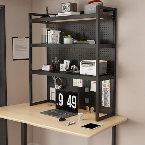 ZUGIATP Desktop-Bücherregal, Schreibtisch-Aufbewahrungsregal, Schlafsaal-Bücherregal Ist Geeignet Für Desktop, Büroschreibtisch, Spieltisch-Aufbewahrung(Three Layers of Black,100cm/39in) von ZUGIATP