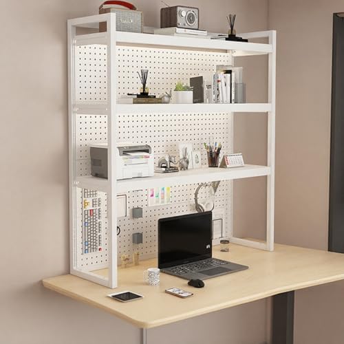ZUGIATP Desktop-Bücherregal, Schreibtisch-Aufbewahrungsregal, Schlafsaal-Bücherregal Ist Geeignet Für Desktop, Büroschreibtisch, Spieltisch-Aufbewahrung(Three Layers of White,140cm/55in) von ZUGIATP