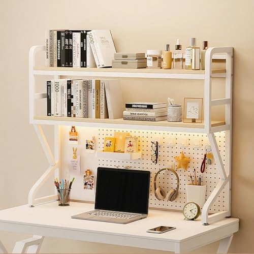 ZUGIATP Desktop-Bücherregal Schreibtisch Schließfach Schlafsaal Schlafsaal Schreibtisch Student Nagelbrett Bücherregal Holz Desktop-Lagerregal(Walnut Double Layer,100cm/39in) von ZUGIATP