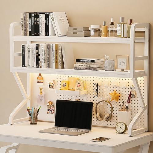ZUGIATP Desktop-Bücherregal Schreibtisch Schließfach Schlafsaal Schlafsaal Schreibtisch Student Nagelbrett Bücherregal Holz Desktop-Lagerregal(White Double Layer,130cm/51in) von ZUGIATP