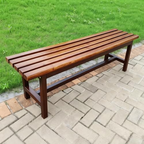 ZUGIATP Gartenbank Mit Ablagefunktion Terrassenbank Holz + Stahl Parkbank Geeignet Für Terrasse Eingang Vorderveranda Wintergarten(Walnut Color Ordinary,180cm/70in) von ZUGIATP
