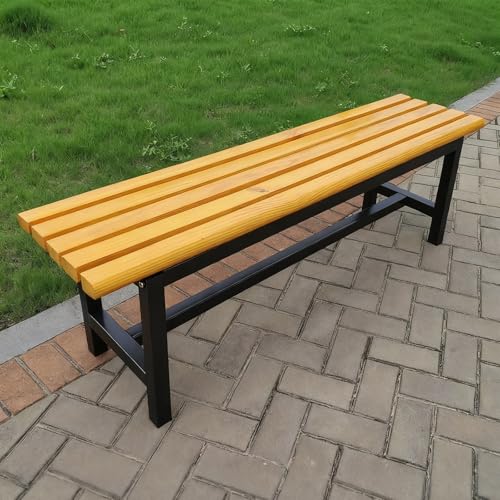 ZUGIATP Gartenbank Mit Ablagefunktion Terrassenbank Holz + Stahl Parkbank Geeignet Für Terrasse Eingang Vorderveranda Wintergarten(Yellow Regular Style,120cm/47in) von ZUGIATP