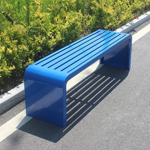 ZUGIATP Gartenbank Mit Stahlrahmen Allwetter-Außenbank, Geeignet Für Garten Außenterrasse Keine Rückbank Geeignet Für Gartenhalle Innenhof(Blue,100cm/39in) von ZUGIATP