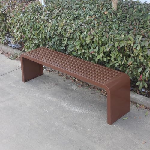 ZUGIATP Gartenbank Mit Stahlrahmen Allwetter-Außenbank, Geeignet Für Garten Außenterrasse Keine Rückbank Geeignet Für Gartenhalle Innenhof(Brown,110cm/43in) von ZUGIATP