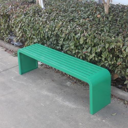 ZUGIATP Gartenbank Mit Stahlrahmen Allwetter-Außenbank, Geeignet Für Garten Außenterrasse Keine Rückbank Geeignet Für Gartenhalle Innenhof(Green,140cm/55in) von ZUGIATP