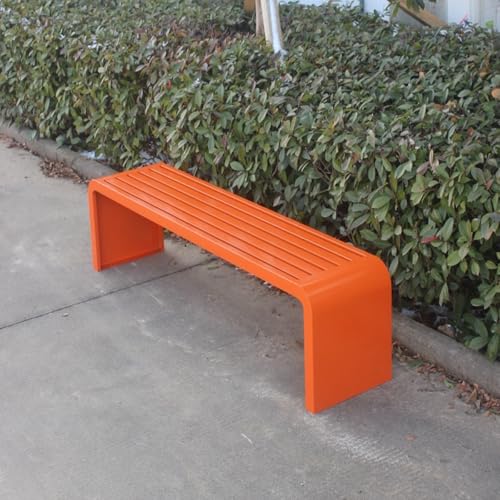ZUGIATP Gartenbank Mit Stahlrahmen Allwetter-Außenbank, Geeignet Für Garten Außenterrasse Keine Rückbank Geeignet Für Gartenhalle Innenhof(Orange,110cm/43in) von ZUGIATP