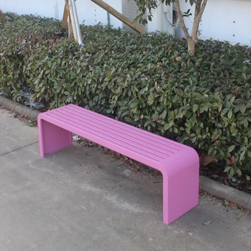 ZUGIATP Gartenbank Mit Stahlrahmen Allwetter-Außenbank, Geeignet Für Garten Außenterrasse Keine Rückbank Geeignet Für Gartenhalle Innenhof(Pink,170cm/67in) von ZUGIATP