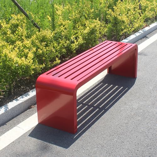 ZUGIATP Gartenbank Mit Stahlrahmen Allwetter-Außenbank, Geeignet Für Garten Außenterrasse Keine Rückbank Geeignet Für Gartenhalle Innenhof(Red,180cm/71in) von ZUGIATP