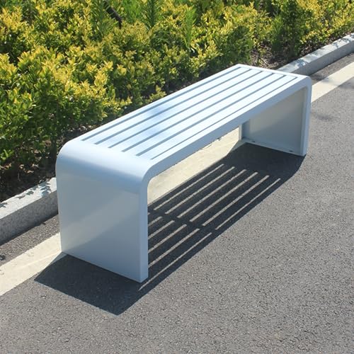 ZUGIATP Gartenbank Mit Stahlrahmen Allwetter-Außenbank, Geeignet Für Garten Außenterrasse Keine Rückbank Geeignet Für Gartenhalle Innenhof(White,180cm/71in) von ZUGIATP