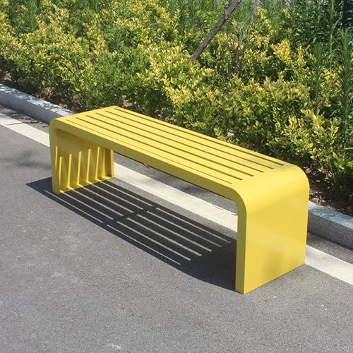 ZUGIATP Gartenbank Mit Stahlrahmen Allwetter-Außenbank, Geeignet Für Garten Außenterrasse Keine Rückbank Geeignet Für Gartenhalle Innenhof(Yellow,140cm/55in) von ZUGIATP