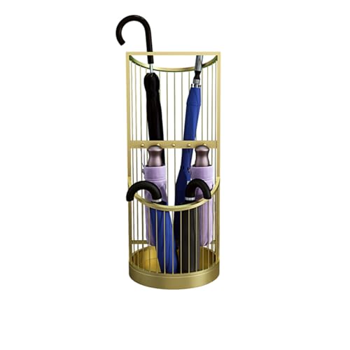 ZUGIATP Moderner Schirmständer Aus Schmiedeeisen Schirmständer Mit Großer Kapazität Mit Ablaufwanne Für Flur Büro Veranda-Türeingänge(Gold,55 * 25 * 25cm/21 * 9 * 9in) von ZUGIATP