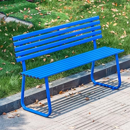 ZUGIATP Parkbank Aus Verzinktem Stahl Für Den Außenbereich Terrassenbank Parksitz Stuhl Garten Pool Veranda Innenhof Terrassensitz(Blue with backrest,120cm/47in) von ZUGIATP