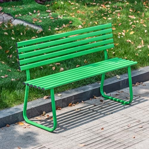 ZUGIATP Parkbank Aus Verzinktem Stahl Für Den Außenbereich Terrassenbank Parksitz Stuhl Garten Pool Veranda Innenhof Terrassensitz(Green with backrest,150cm/59in) von ZUGIATP